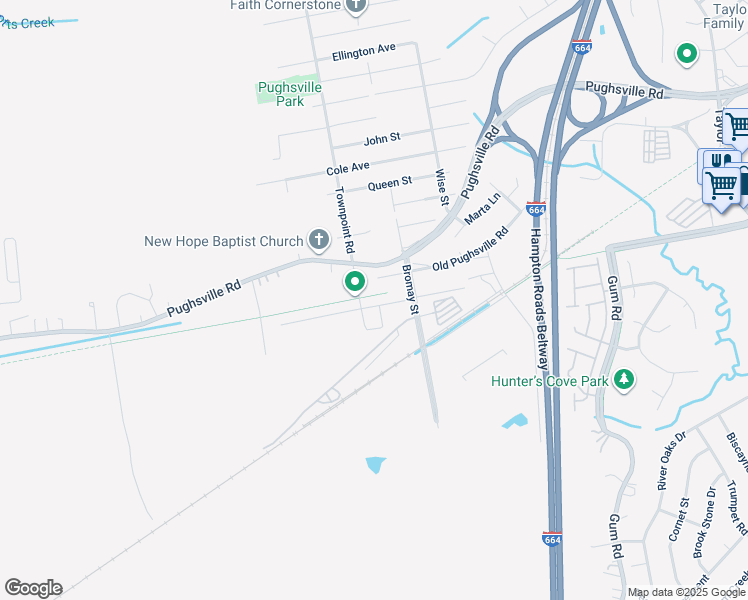 map of restaurants, bars, coffee shops, grocery stores, and more near 5228 Winery Drive in Chesapeake