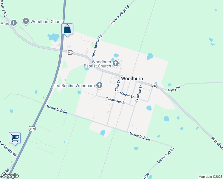 map of restaurants, bars, coffee shops, grocery stores, and more near 201 Clark Street in Woodburn