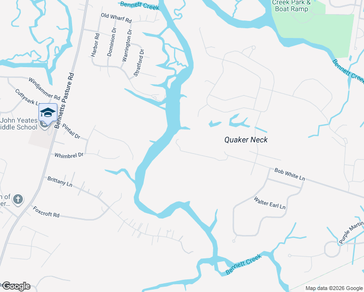 map of restaurants, bars, coffee shops, grocery stores, and more near 5000 Bob White Lane in Suffolk