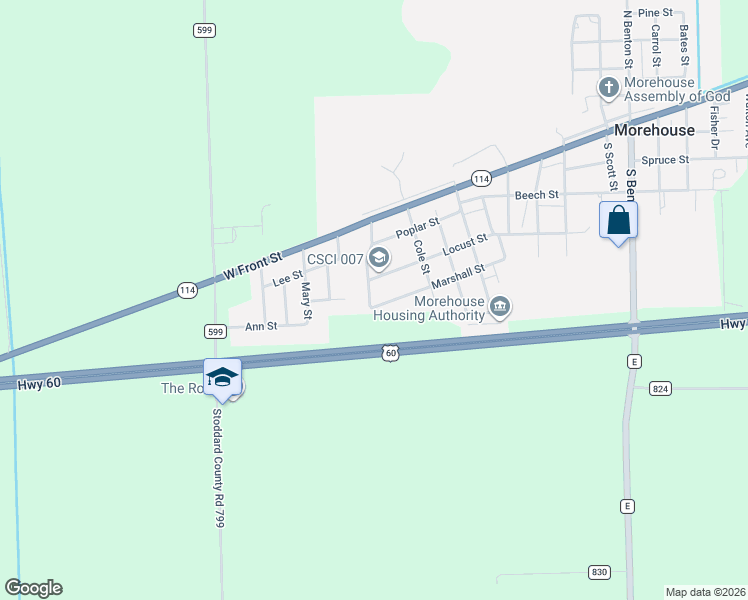 map of restaurants, bars, coffee shops, grocery stores, and more near 601-629 Marshall St in Morehouse
