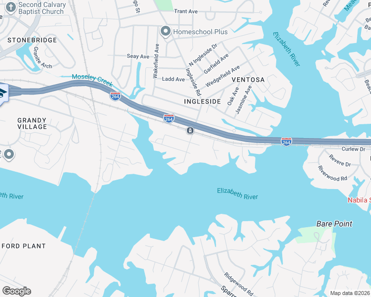 map of restaurants, bars, coffee shops, grocery stores, and more near 3576 Westminster Avenue in Norfolk