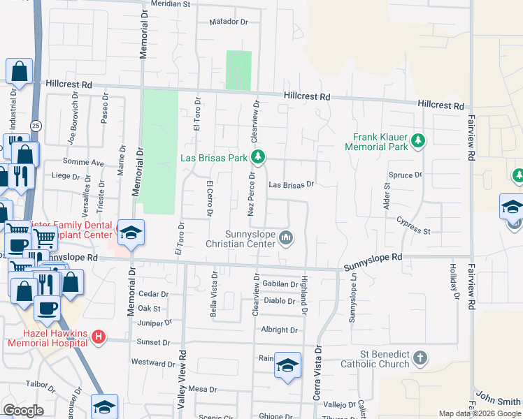 map of restaurants, bars, coffee shops, grocery stores, and more near 1231 Nez Perce Drive in Hollister