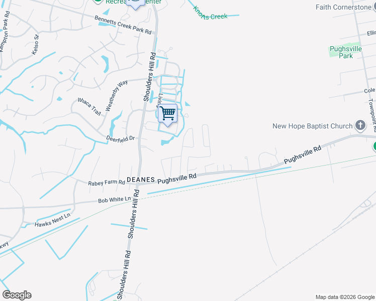 map of restaurants, bars, coffee shops, grocery stores, and more near 3820 Pughsville Road in Suffolk
