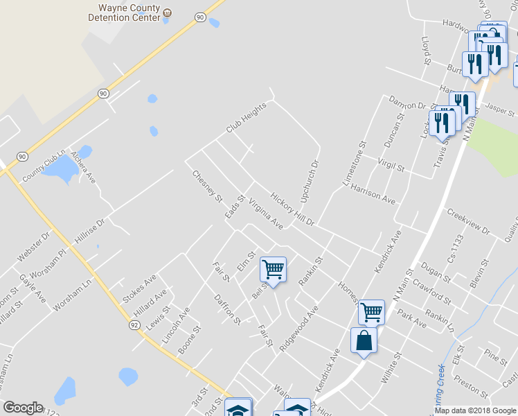 map of restaurants, bars, coffee shops, grocery stores, and more near 699 Virginia Avenue in Monticello