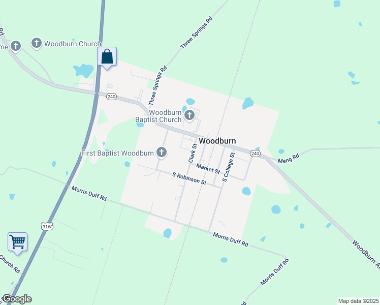 map of restaurants, bars, coffee shops, grocery stores, and more near 201 Clark Street in Woodburn