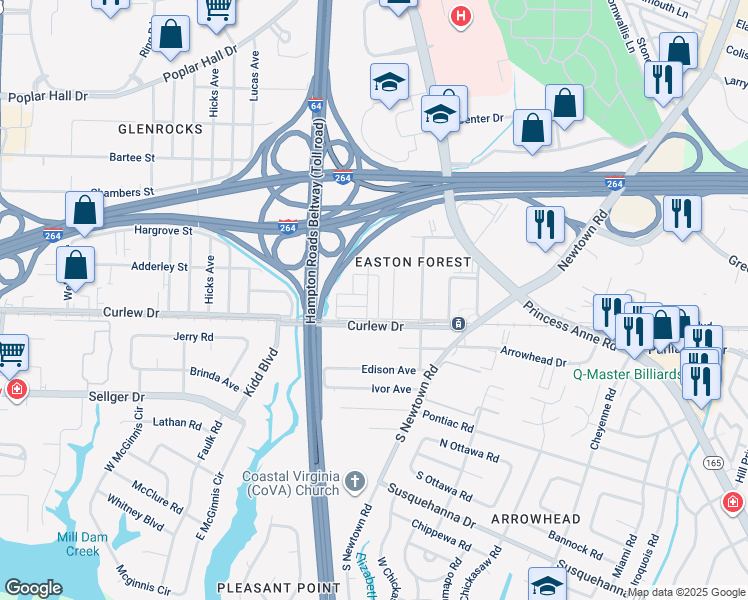 map of restaurants, bars, coffee shops, grocery stores, and more near 118 Bristol Avenue in Norfolk