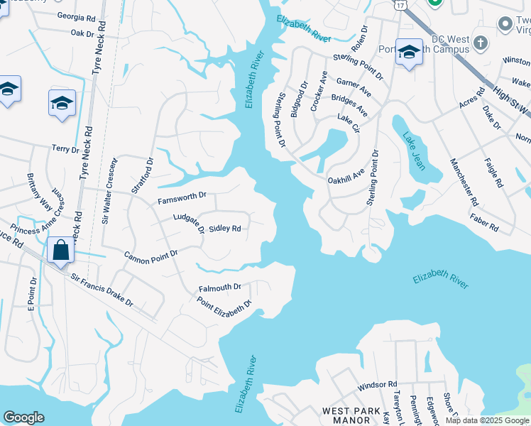 map of restaurants, bars, coffee shops, grocery stores, and more near 3717 Hardwick Court in Chesapeake