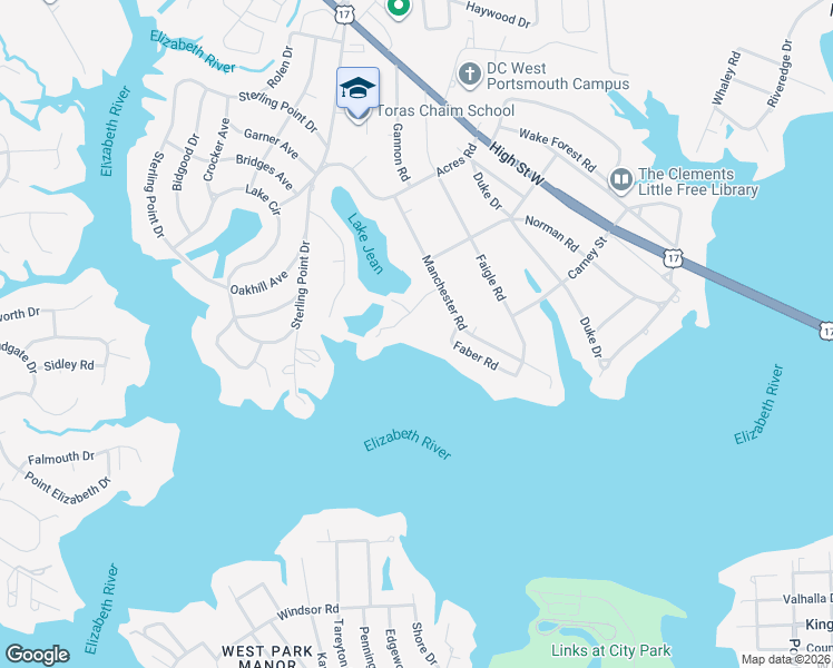 map of restaurants, bars, coffee shops, grocery stores, and more near 2903 Tanbark Lane in Portsmouth