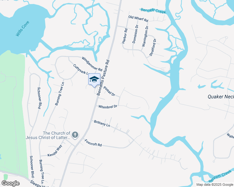 map of restaurants, bars, coffee shops, grocery stores, and more near 109 Pintail Drive in Suffolk