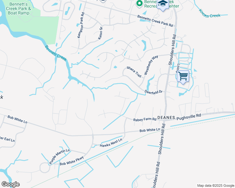 map of restaurants, bars, coffee shops, grocery stores, and more near 112 Elm Tree Court in Suffolk