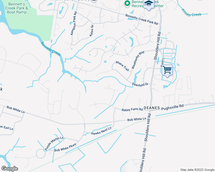 map of restaurants, bars, coffee shops, grocery stores, and more near 112 Elm Tree Court in Suffolk