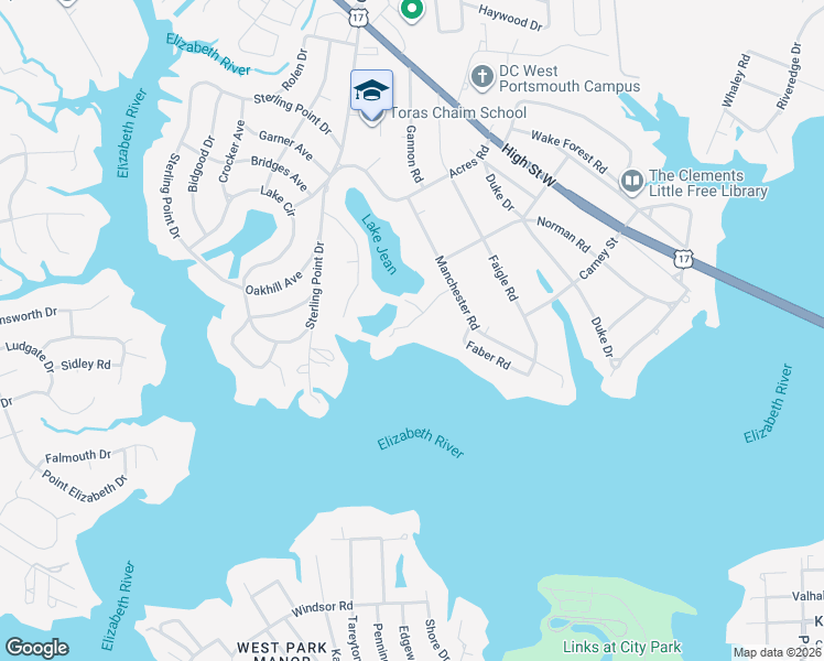 map of restaurants, bars, coffee shops, grocery stores, and more near 2903 Tanbark Lane in Portsmouth