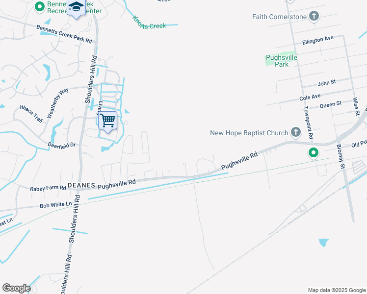 map of restaurants, bars, coffee shops, grocery stores, and more near 3964 Pughsville Rd in Suffolk