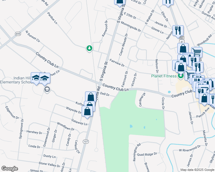 map of restaurants, bars, coffee shops, grocery stores, and more near Kentucky 380 in Hopkinsville