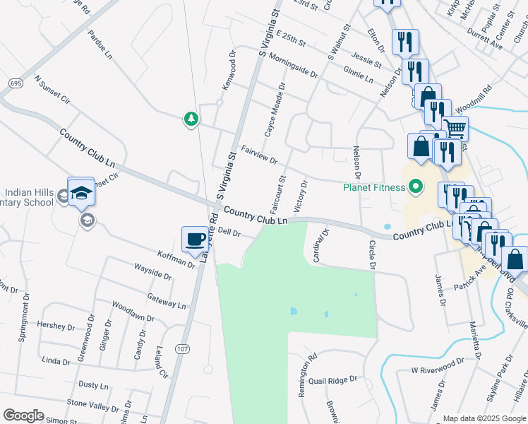 map of restaurants, bars, coffee shops, grocery stores, and more near 2801-2899 Faircourt St in Hopkinsville