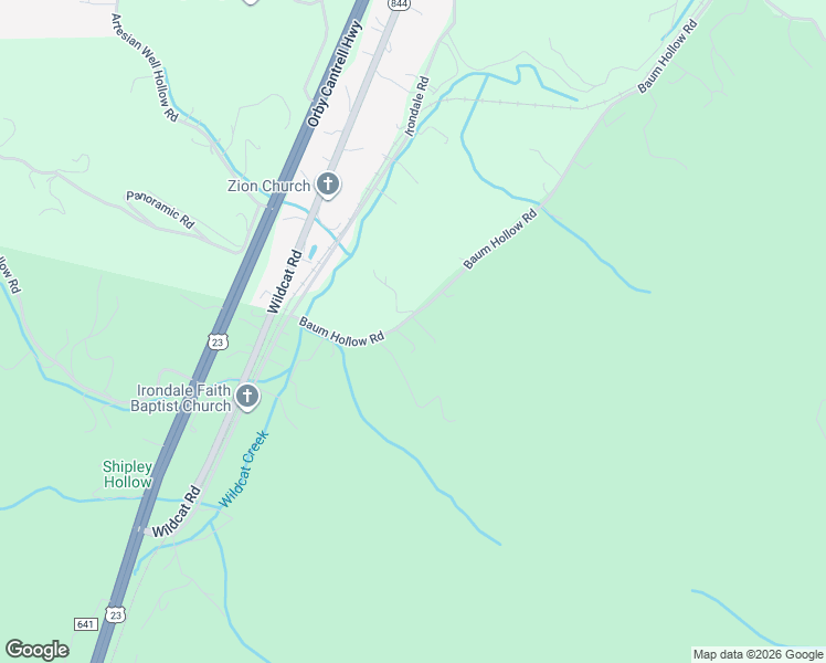 map of restaurants, bars, coffee shops, grocery stores, and more near 1358 Baum Hollow Road in Big Stone Gap