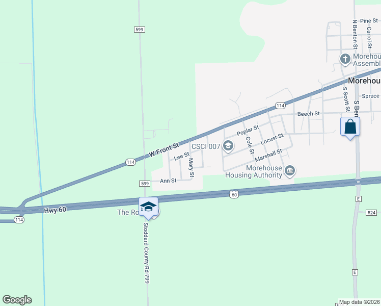 map of restaurants, bars, coffee shops, grocery stores, and more near Lee Street in Morehouse