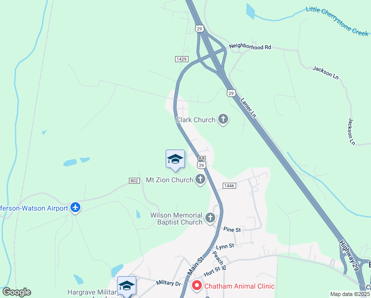 map of restaurants, bars, coffee shops, grocery stores, and more near 140 Chatham Elementary Lane in Chatham