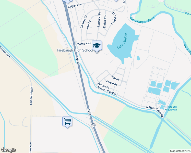 map of restaurants, bars, coffee shops, grocery stores, and more near 3430 Willow Way in Firebaugh