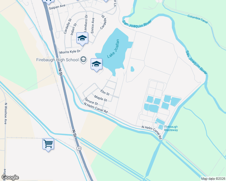 map of restaurants, bars, coffee shops, grocery stores, and more near 4330 Ash Street in Firebaugh