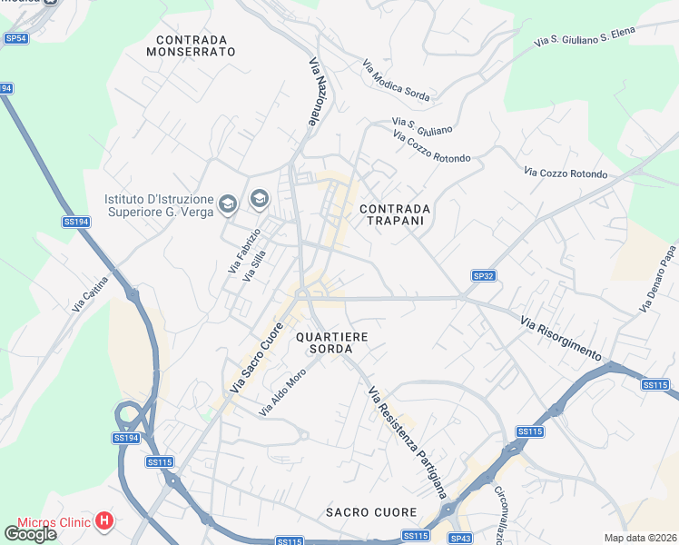 map of restaurants, bars, coffee shops, grocery stores, and more near 99 Via San Giuliano in Modica