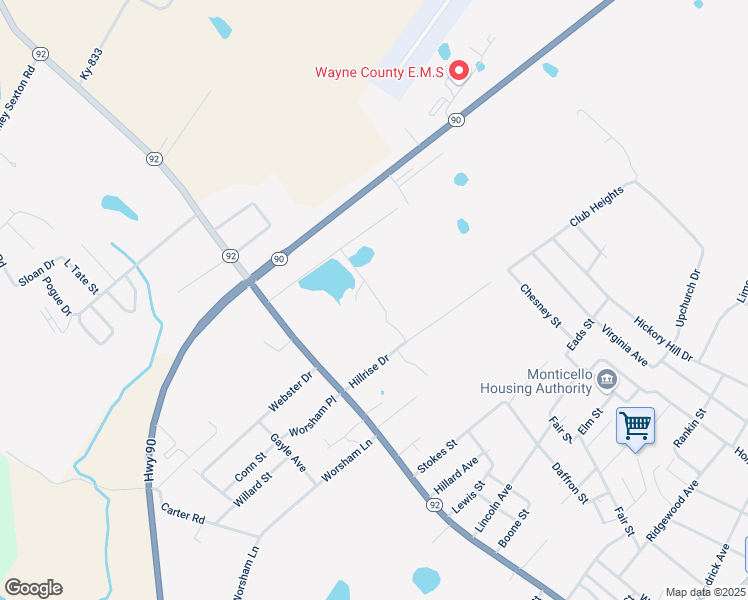 map of restaurants, bars, coffee shops, grocery stores, and more near Alchera Avenue in Monticello