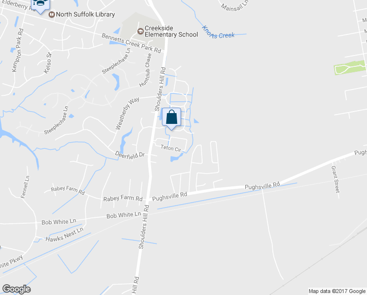 map of restaurants, bars, coffee shops, grocery stores, and more near 1105 Teton Circle in Suffolk