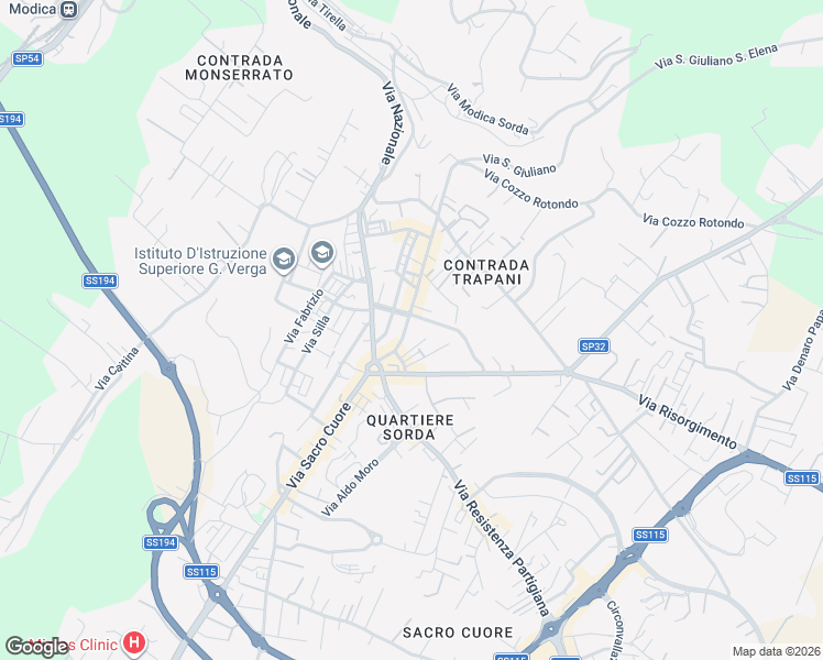 map of restaurants, bars, coffee shops, grocery stores, and more near 99 Via San Giuliano in Modica