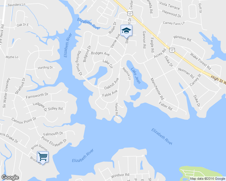 map of restaurants, bars, coffee shops, grocery stores, and more near 5016 Fable Avenue in Portsmouth