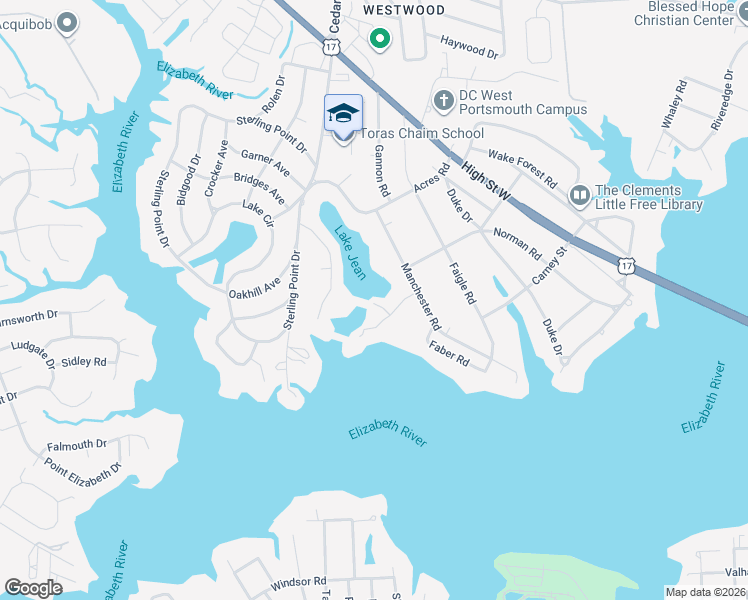 map of restaurants, bars, coffee shops, grocery stores, and more near 2904 Tanbark Lane in Portsmouth