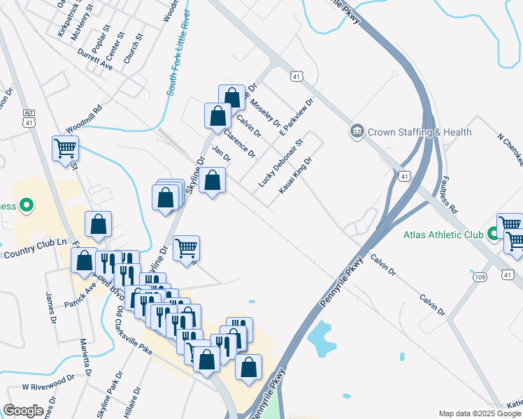 map of restaurants, bars, coffee shops, grocery stores, and more near 1901-1999 Jan Drive in Hopkinsville