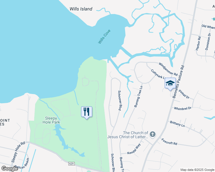 map of restaurants, bars, coffee shops, grocery stores, and more near 4740 Schooner Boulevard in Suffolk