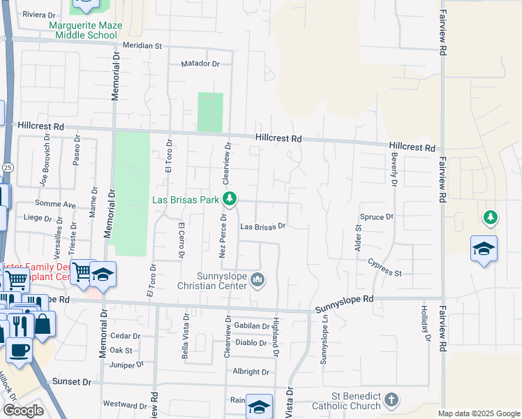 map of restaurants, bars, coffee shops, grocery stores, and more near 1031 Trinity Drive in Hollister