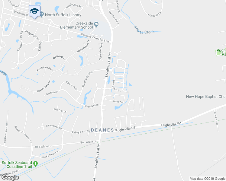 map of restaurants, bars, coffee shops, grocery stores, and more near 2104 Livingston Street in Suffolk