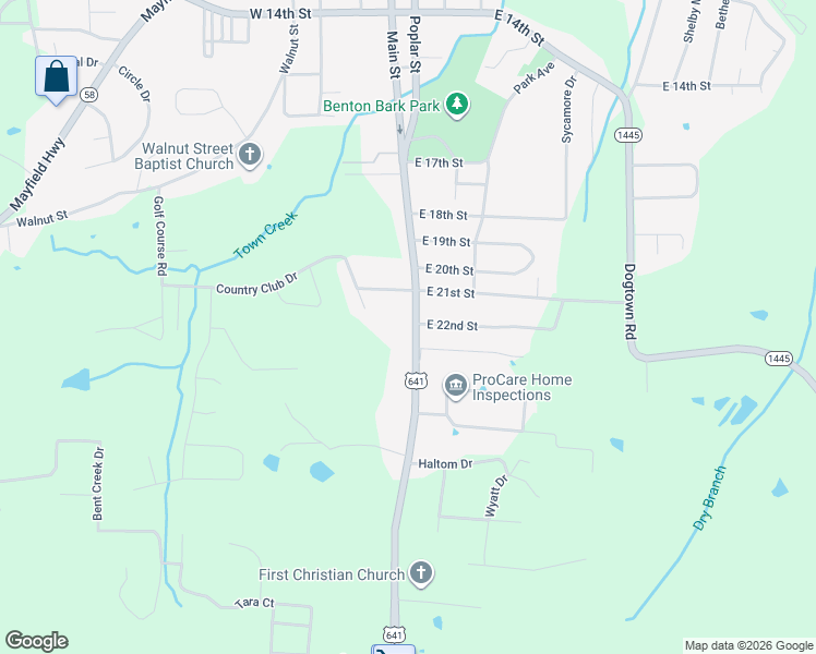 map of restaurants, bars, coffee shops, grocery stores, and more near 2200-2206 Main Street in Benton