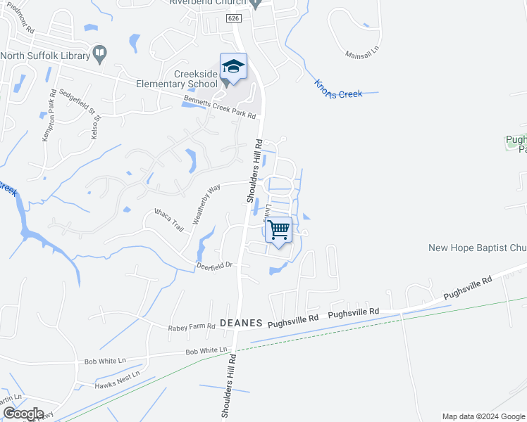 map of restaurants, bars, coffee shops, grocery stores, and more near 2012 Livingston Street in Suffolk