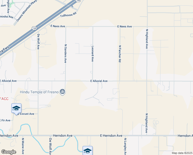 map of restaurants, bars, coffee shops, grocery stores, and more near 8032 East Alluvial Avenue in Clovis