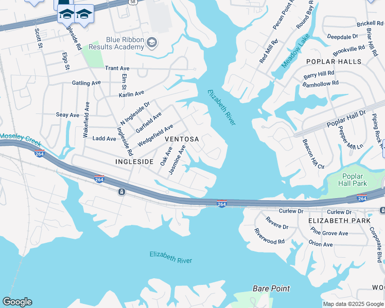 map of restaurants, bars, coffee shops, grocery stores, and more near 833 Townsend Place in Norfolk