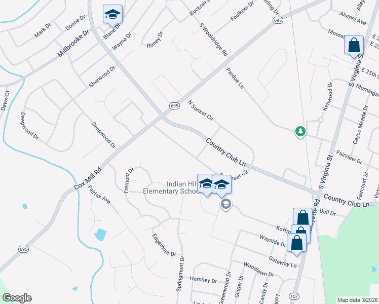 map of restaurants, bars, coffee shops, grocery stores, and more near 111 S Sunset Cir in Hopkinsville