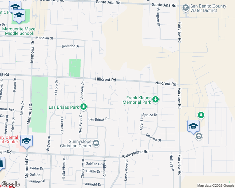 map of restaurants, bars, coffee shops, grocery stores, and more near 60 Los Altos Drive in Hollister