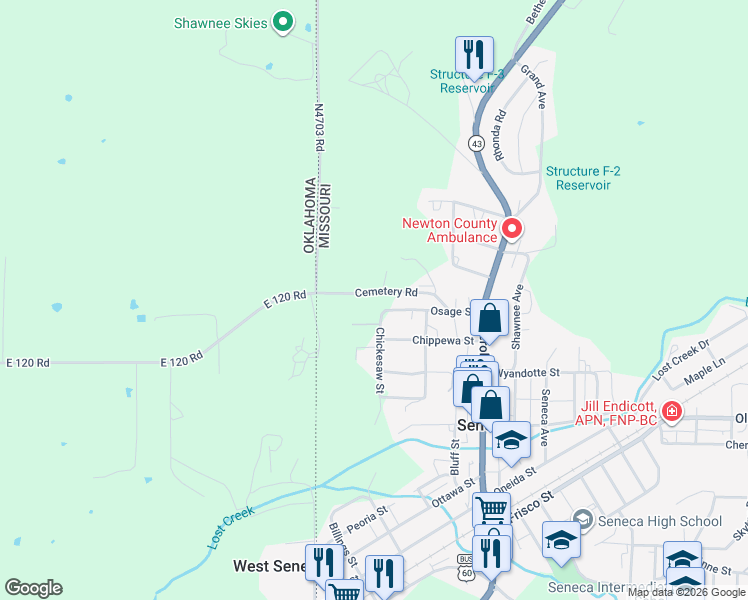 map of restaurants, bars, coffee shops, grocery stores, and more near 614-706 Cemetery Rd in Seneca