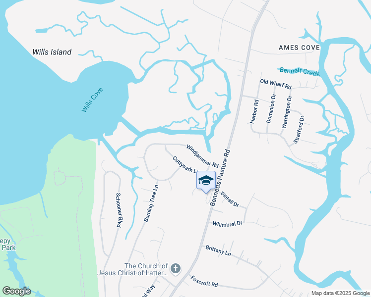 map of restaurants, bars, coffee shops, grocery stores, and more near 2811 Windjammer Road in Suffolk