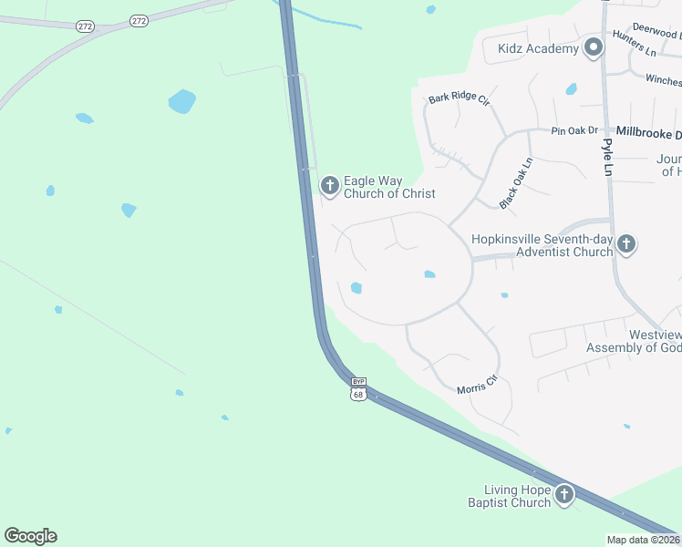 map of restaurants, bars, coffee shops, grocery stores, and more near 1437 Shallow Lake Cir in Hopkinsville