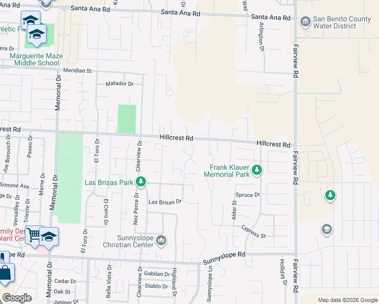 map of restaurants, bars, coffee shops, grocery stores, and more near 60 Los Altos Drive in Hollister