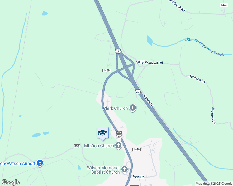 map of restaurants, bars, coffee shops, grocery stores, and more near 205 Clarktown Church Road in Chatham
