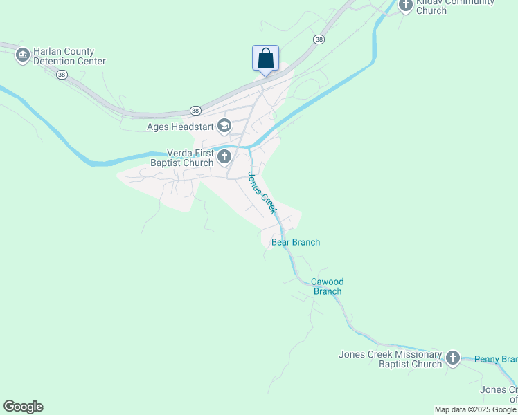 map of restaurants, bars, coffee shops, grocery stores, and more near 105 Turner Lane in Evarts