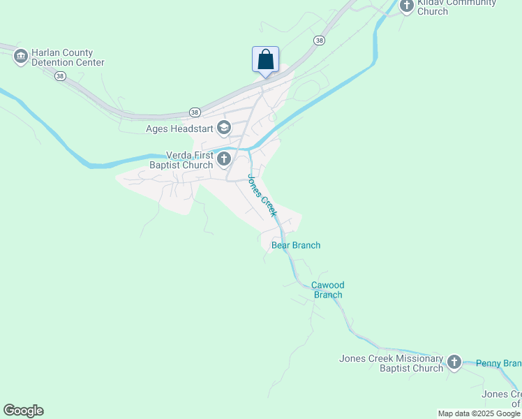 map of restaurants, bars, coffee shops, grocery stores, and more near 105 Turner Lane in Evarts