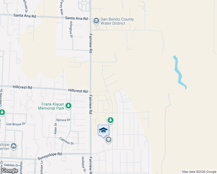 map of restaurants, bars, coffee shops, grocery stores, and more near 1880-1898 Hillcrest Road in Hollister
