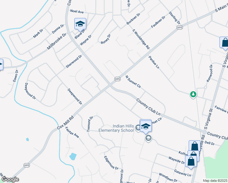 map of restaurants, bars, coffee shops, grocery stores, and more near 101-117 Country Club Ln in Hopkinsville