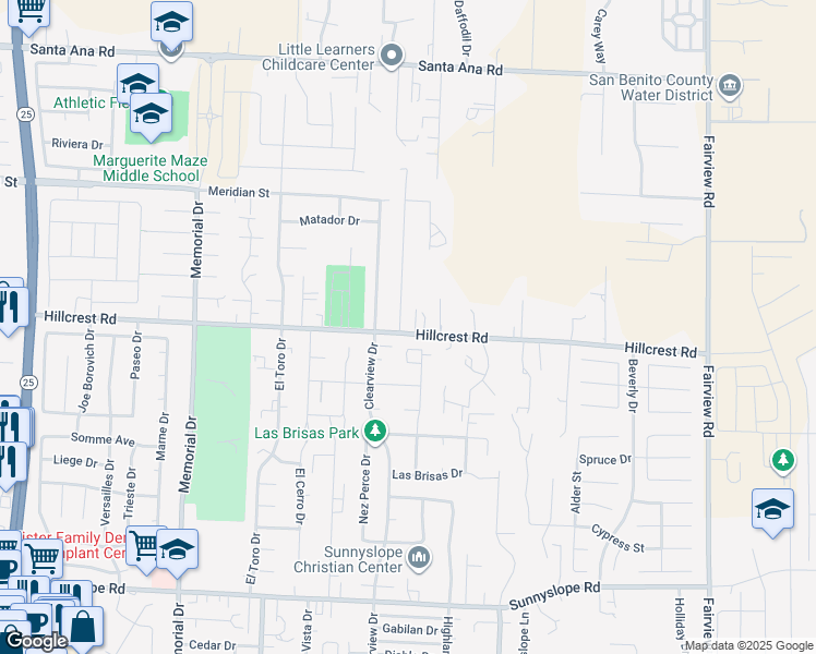 map of restaurants, bars, coffee shops, grocery stores, and more near 791 El Camino Paraiso in Hollister